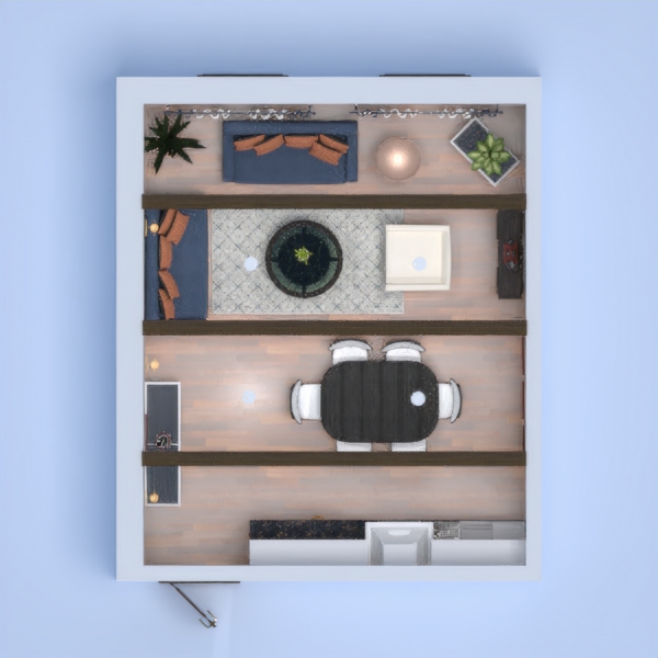 Salon comedor con cocina abierta