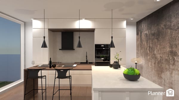 render de cocina de diseño minimalista creado con planner 5D