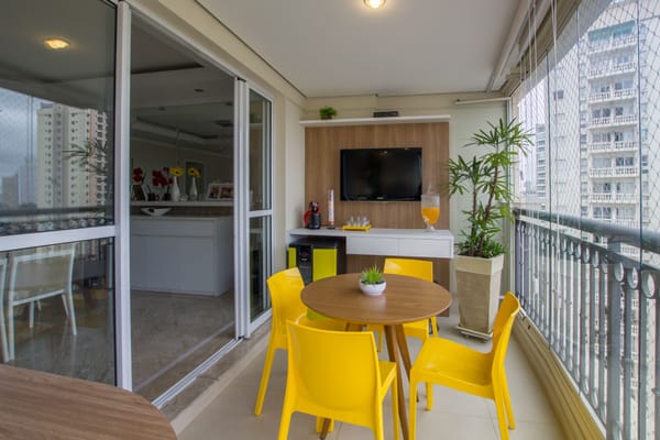 projeto de design de varanda para apartamento
